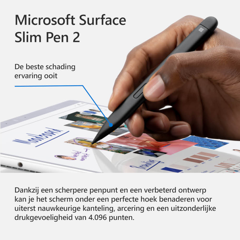 Hand holding a black stylus pen over a tablet screen. The pen is close to the screen.
