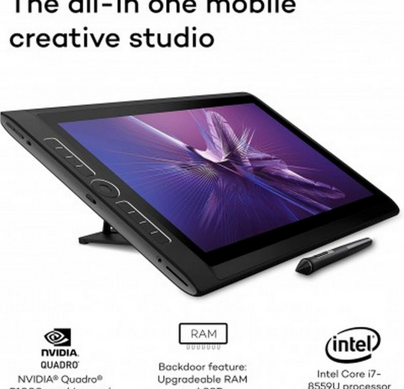 Tableta gráfica - Wacom Mobile Studio Pro 16, Pen, 4K, Interactivo, Soporte regulable, Negro