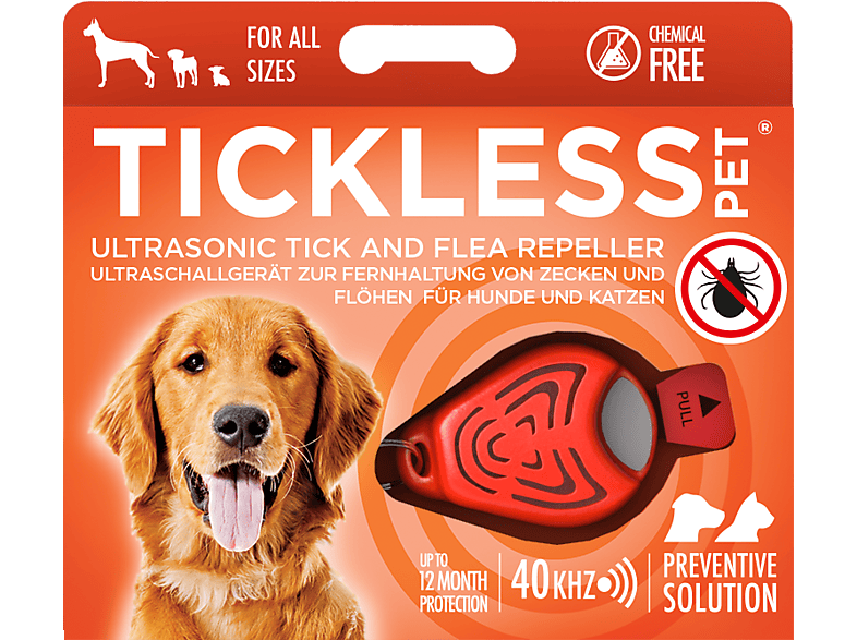 TICKLESS Pet ultrahangos kullancs- és bolhariasztó kutyáknak, narancssárga (PRO10-101OR)