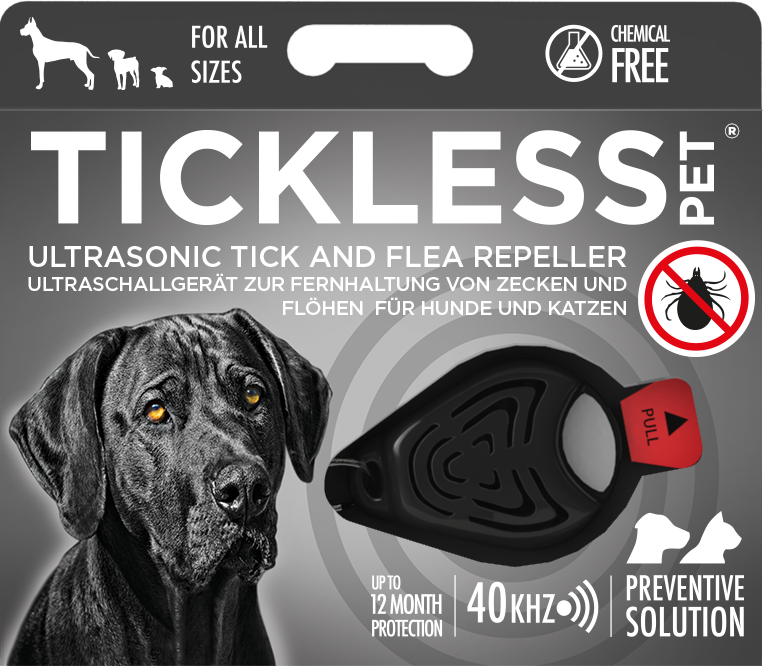 TICKLESS Pet ultrahangos kullancs- és bolhariasztó kutyáknak, fekete (PRO10-101BL)