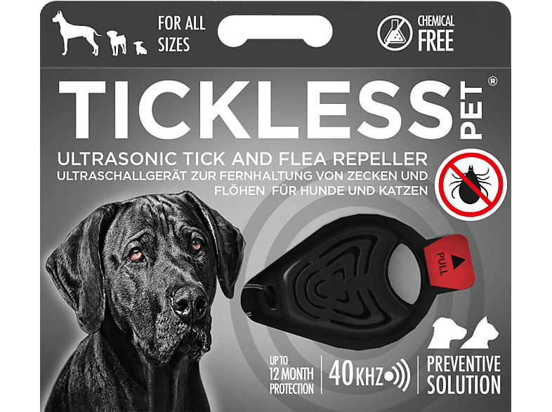 TICKLESS Pet ultrahangos kullancs- és bolhariasztó kutyáknak, fekete (PRO10-101BL)