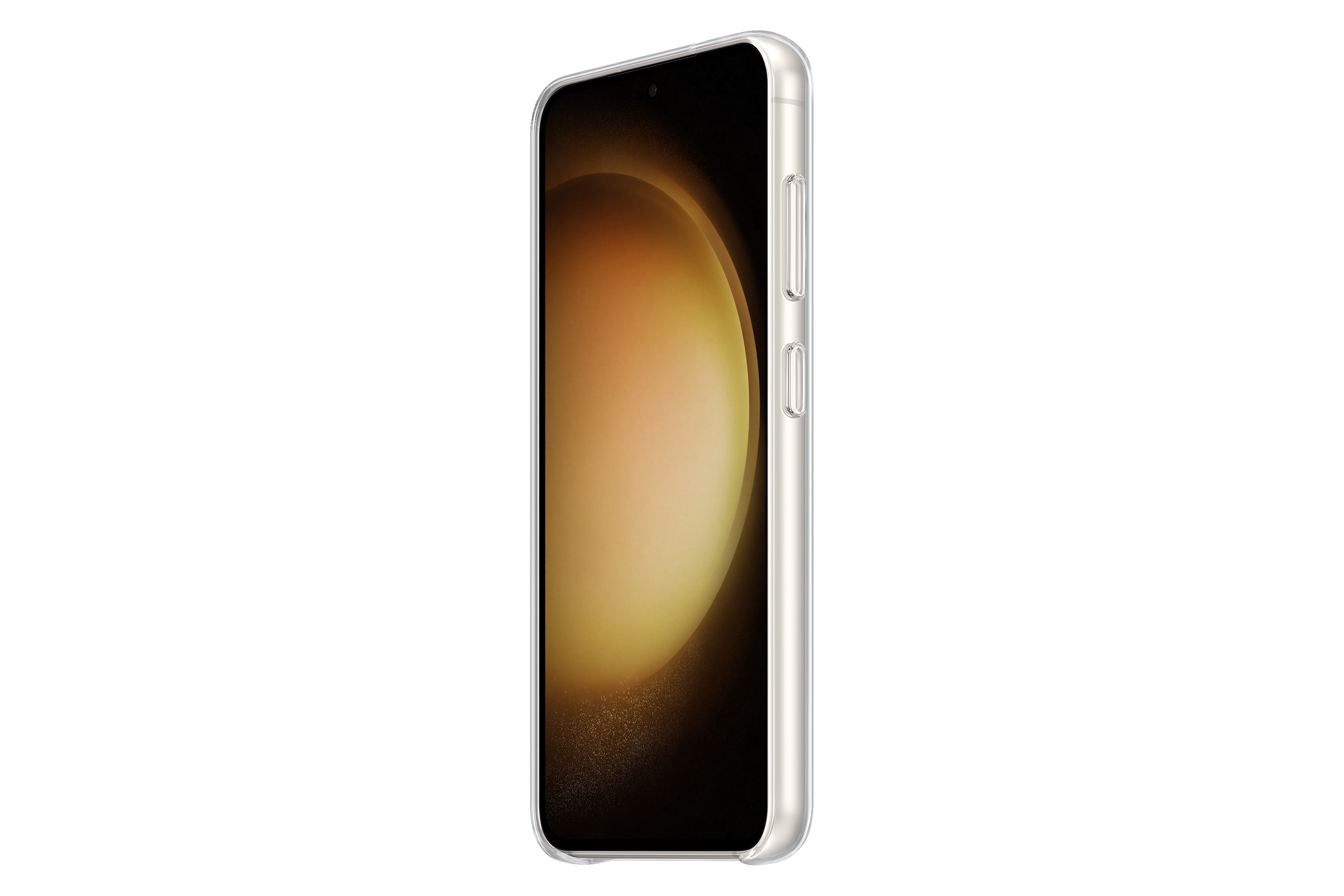 Telefon mit einem Bildschirm, der einen gelb-orangenen Farbverlauf zeigt.