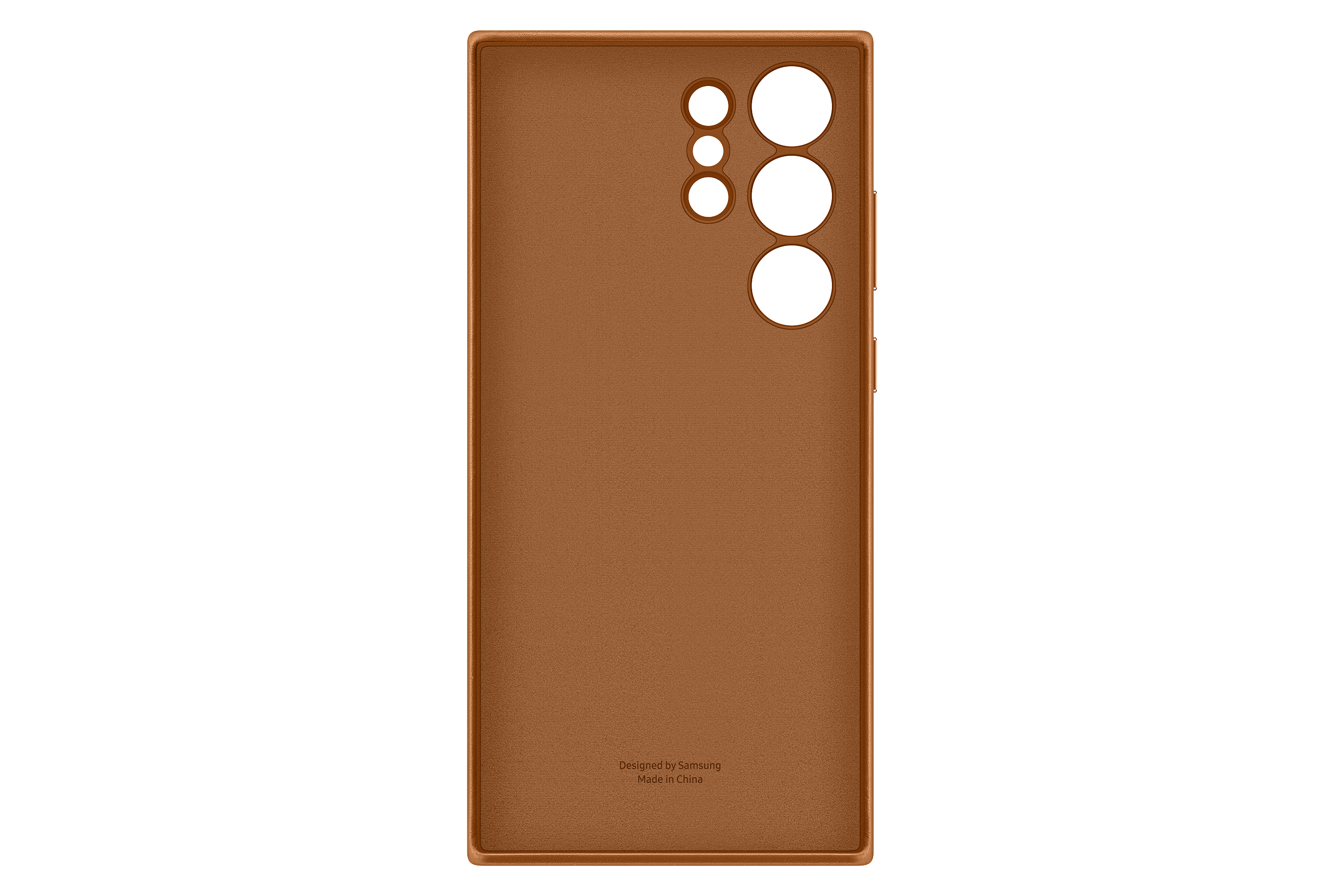 Braune Handyhülle mit Kameraausschnitten, entworfen von Samsung.