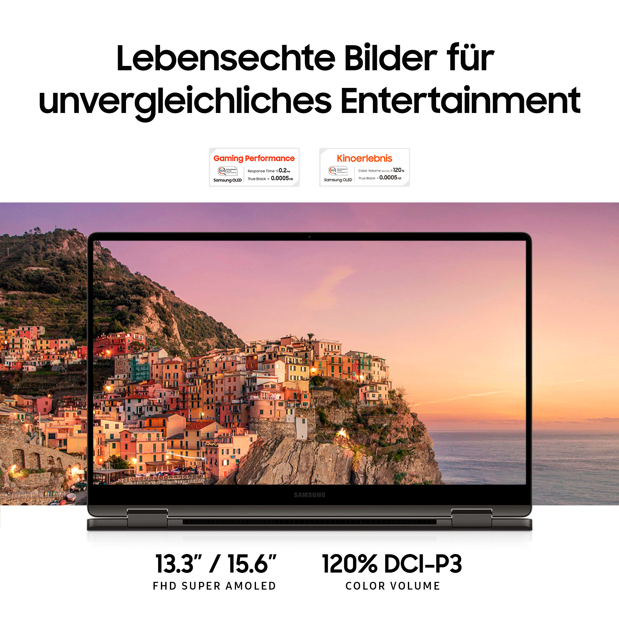 Laptop-Bildschirm mit Text und einem bunten Bild.