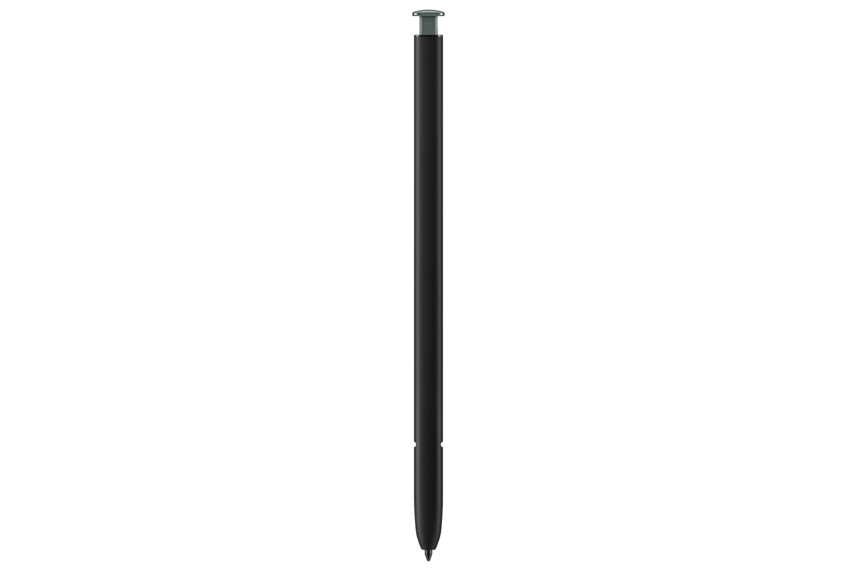 Schwarzer Stylus-Stift, von oben nach unten, auf weißem Hintergrund.