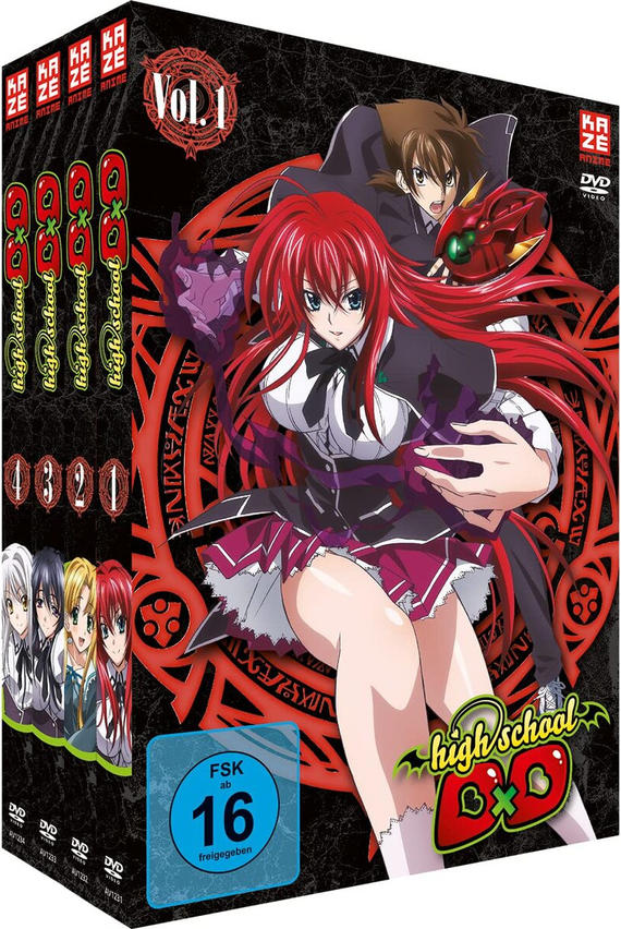 DVD-Box-Set der Anime-Serie 'High School DxD', mit mehreren Charakteren auf dem Cover.
