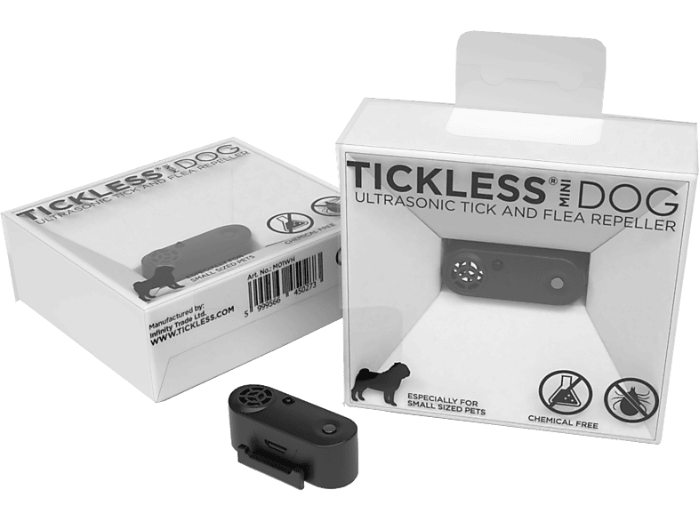 TICKLESS Mini Dog újratölthető, ultrahangos kullancs- és bolhariasztó készülék kutyáknak, fekete (M01BL)