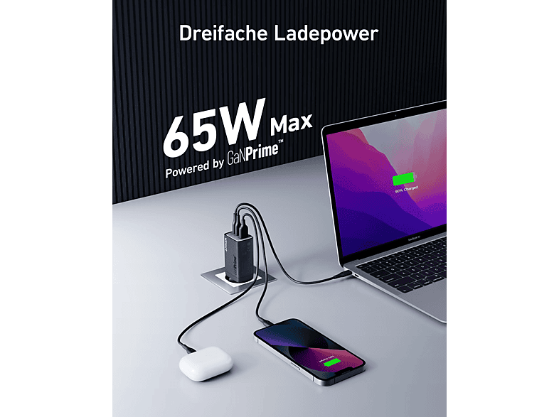 Thumbnail - ANKER 735 Ladegerät Universal 65 Watt, Schwarz