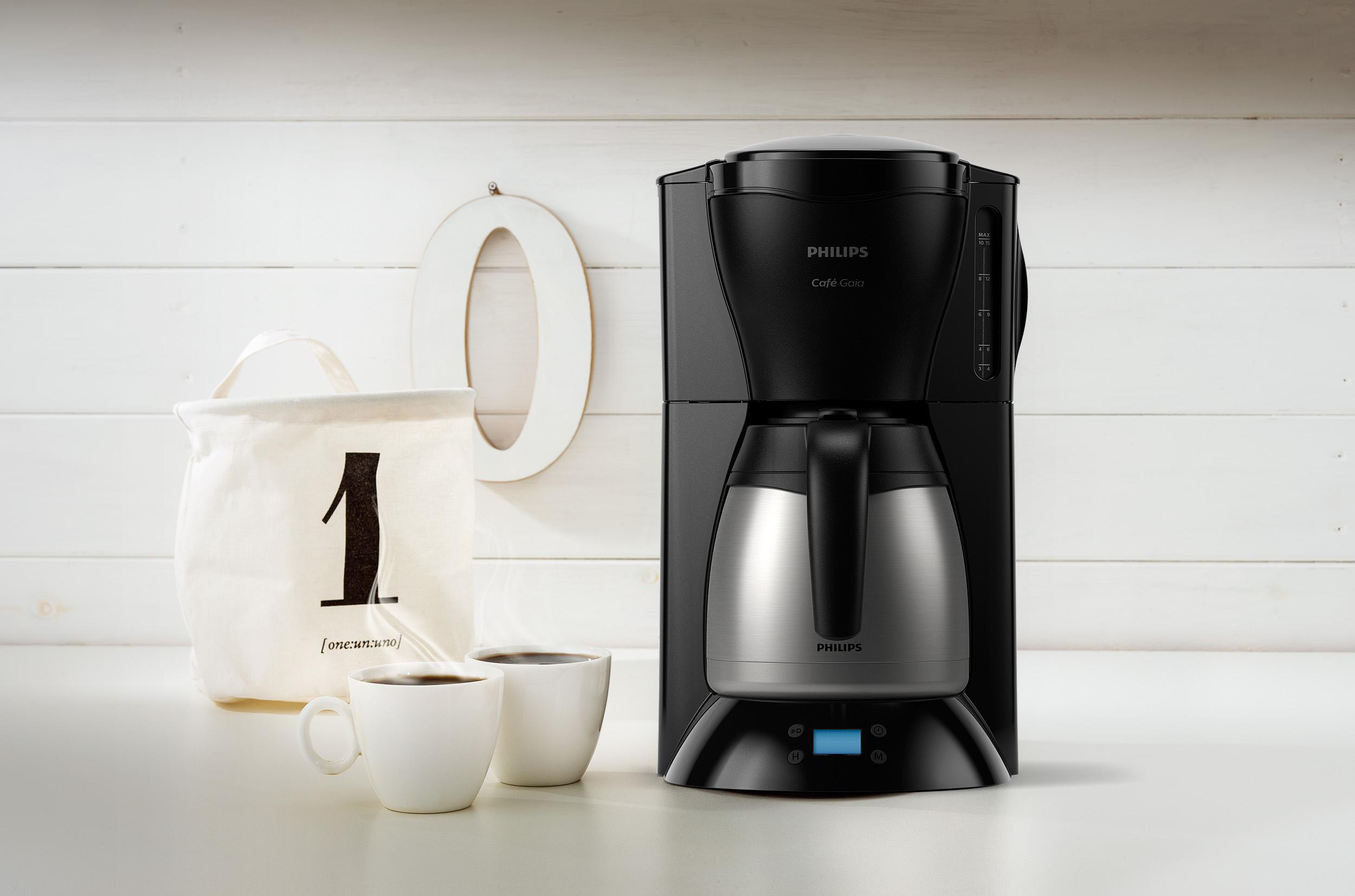 PHILIPS HD7549/20 Café Gaia Kaffeemaschine Schwarz/Edelstahl