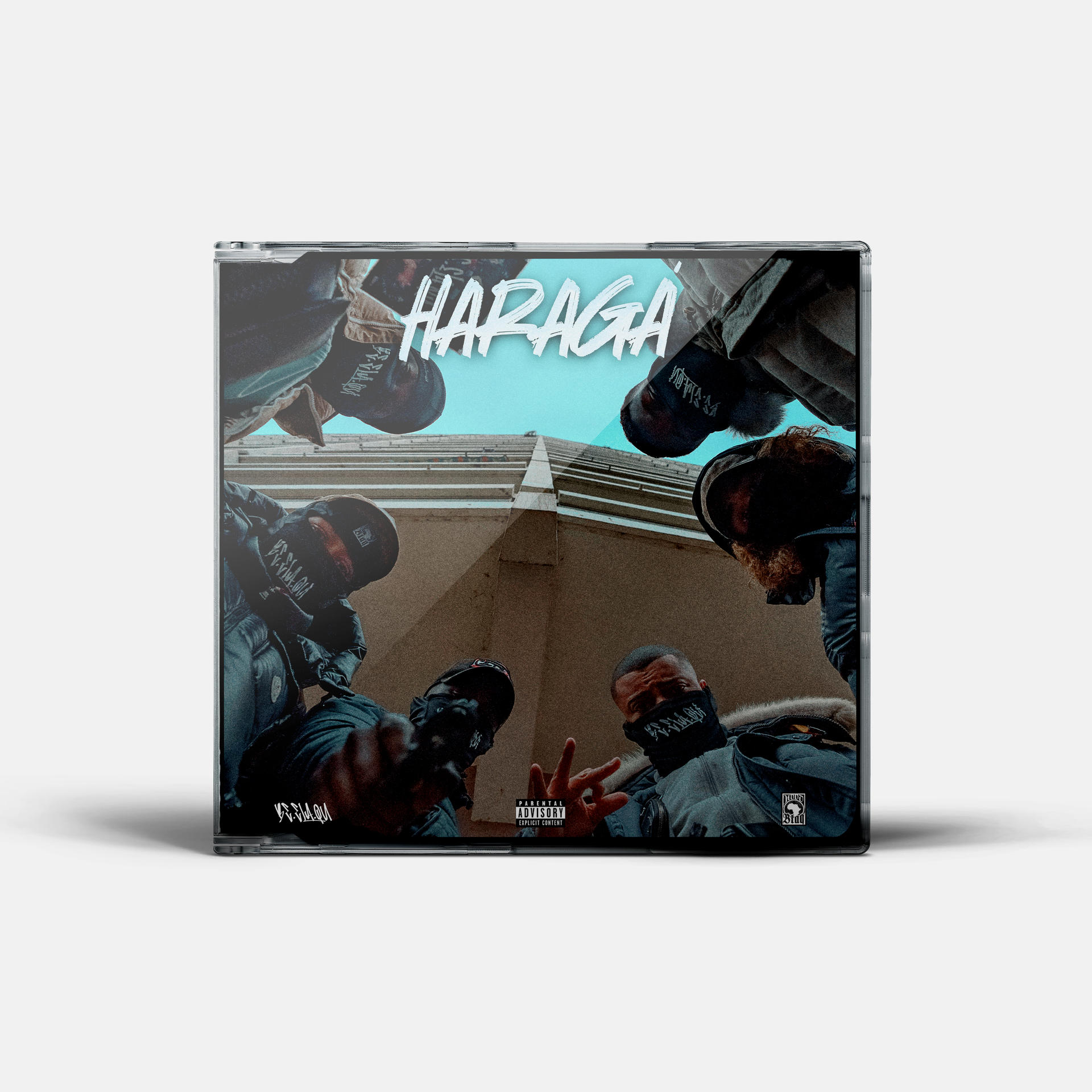 CD-Hülle des Albums 'HARAGA' mit einer Gruppe von Leuten, die nach unten schauen.