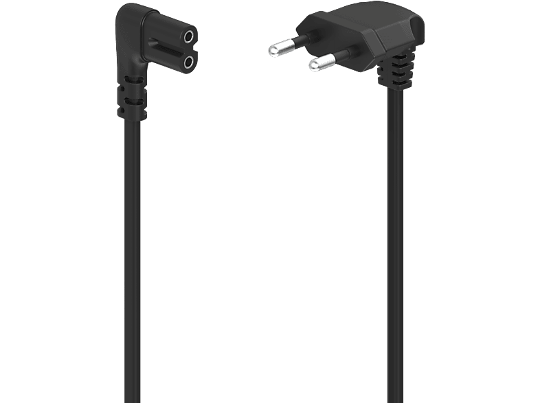 Cable alimentación europeo - Hama 00223282, Enchufe de 2 clavijas, Conector CA C7, 1,5m, Protección contra dobleces, Universal, Negro