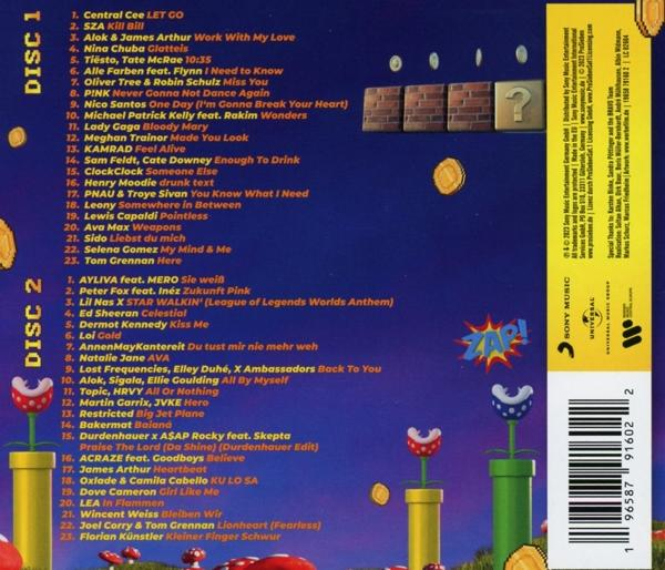 CD mit Titelliste und Spiel-Grafiken.