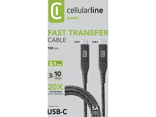 CELLULARLINE Fast Transfer - Cavo USB-C (Nero)