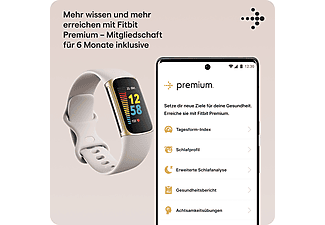 FITBIT Fitnesstracker Charge 5, Mondweiß/Softgold