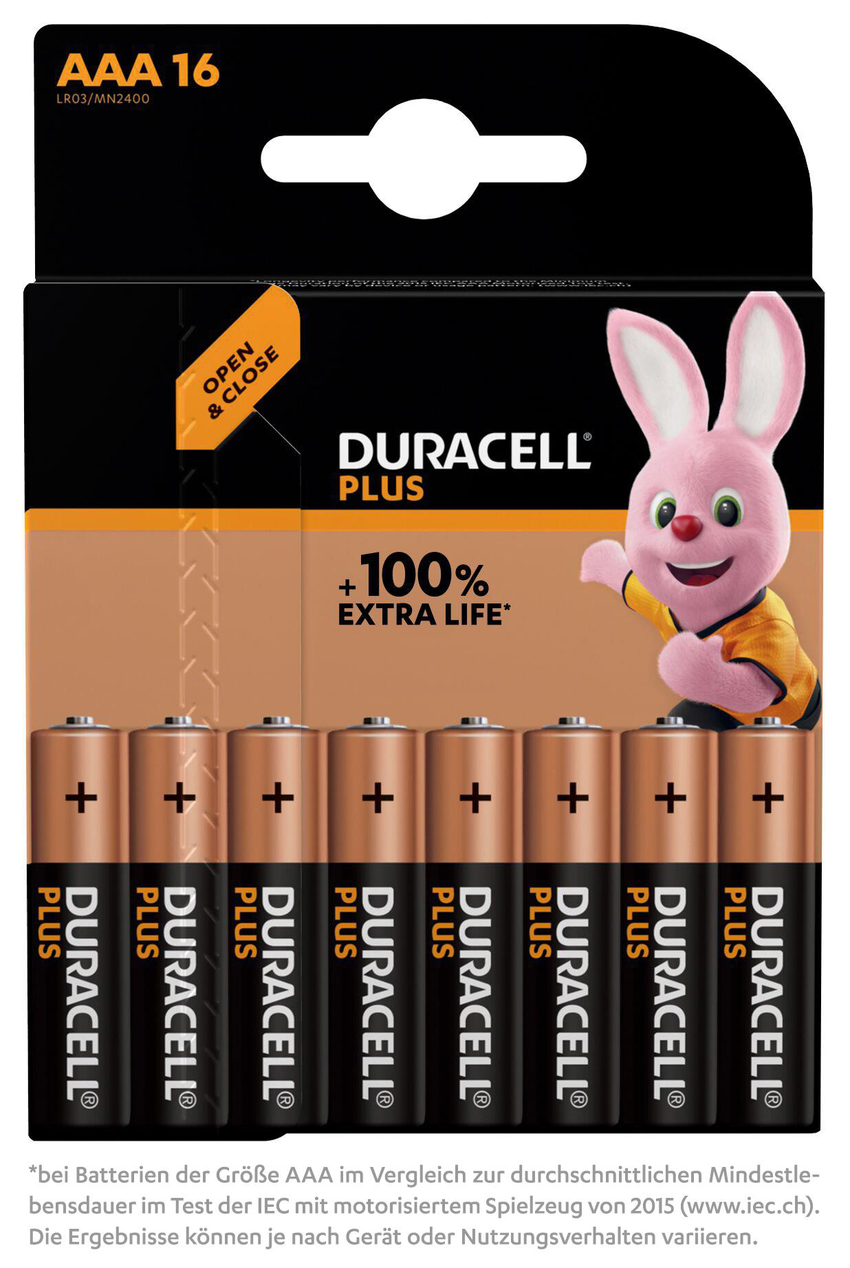 PLUS Stück 16 AAA DURACELL Batterie (Alkaline)