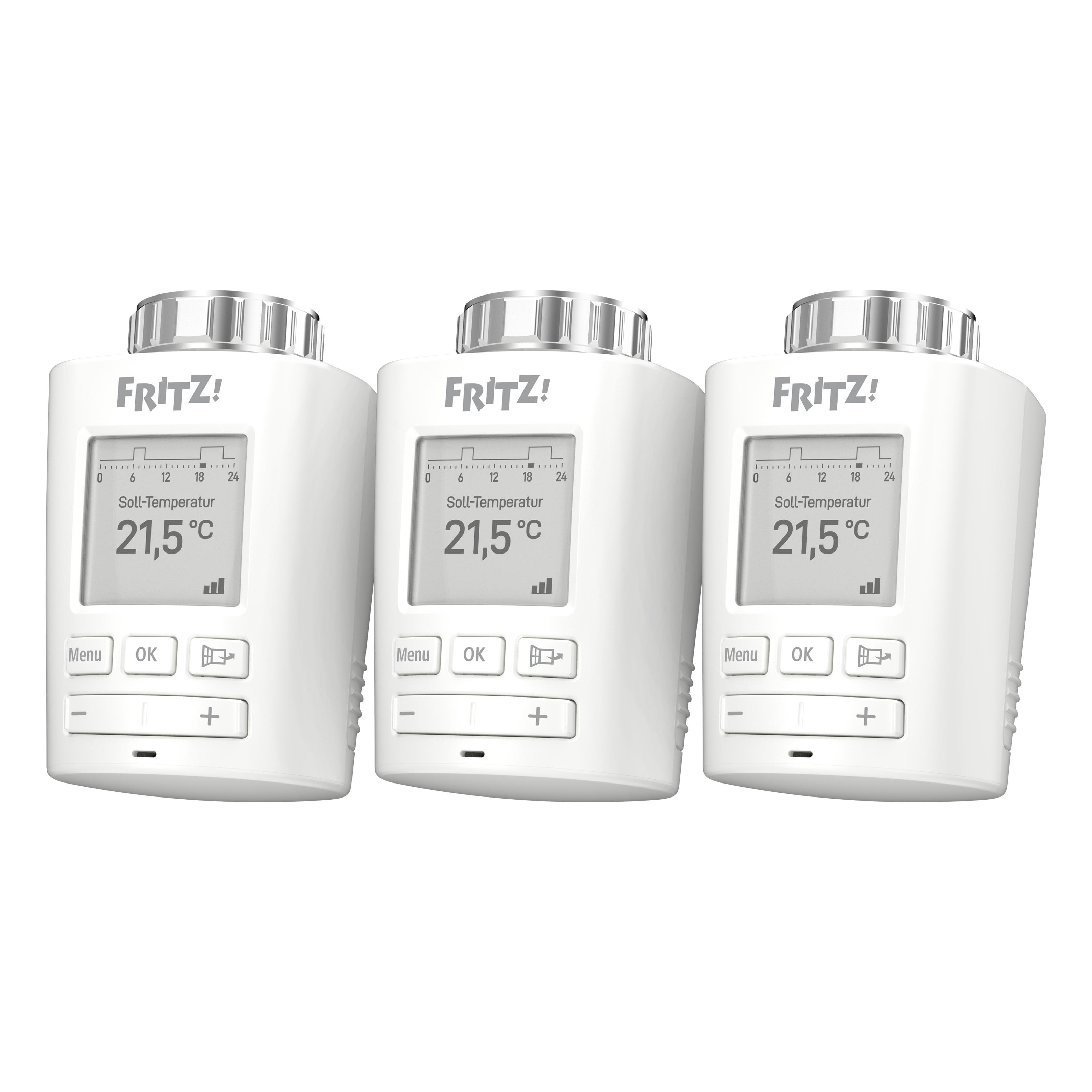 AVM FRITZ!DECT 301, 3 Stück, Smarter Heizkörperregler, Weiß