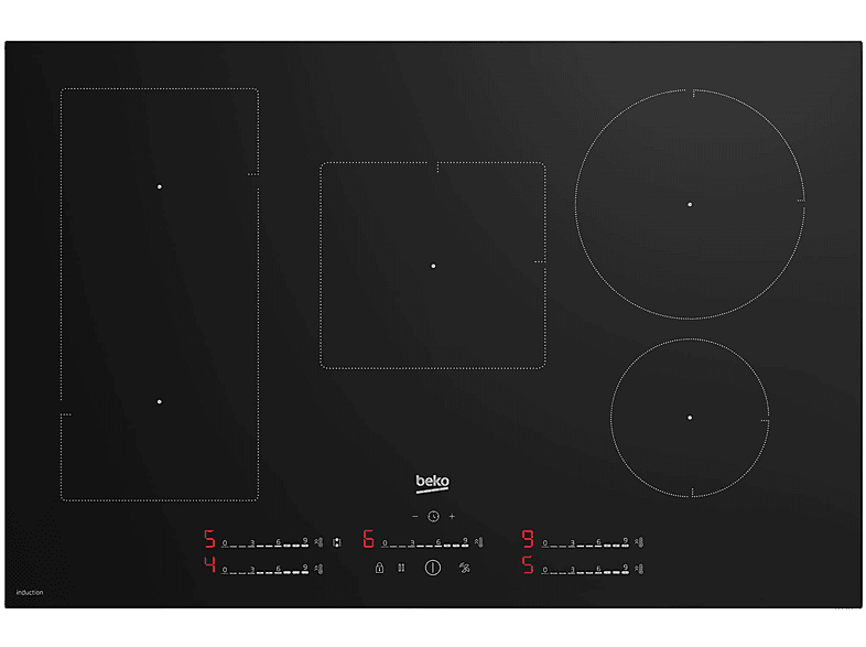 Beko HII85720UFT piano cottura Nero Da incasso 80 cm Piano cottura a induzione  5 Fornello(i)