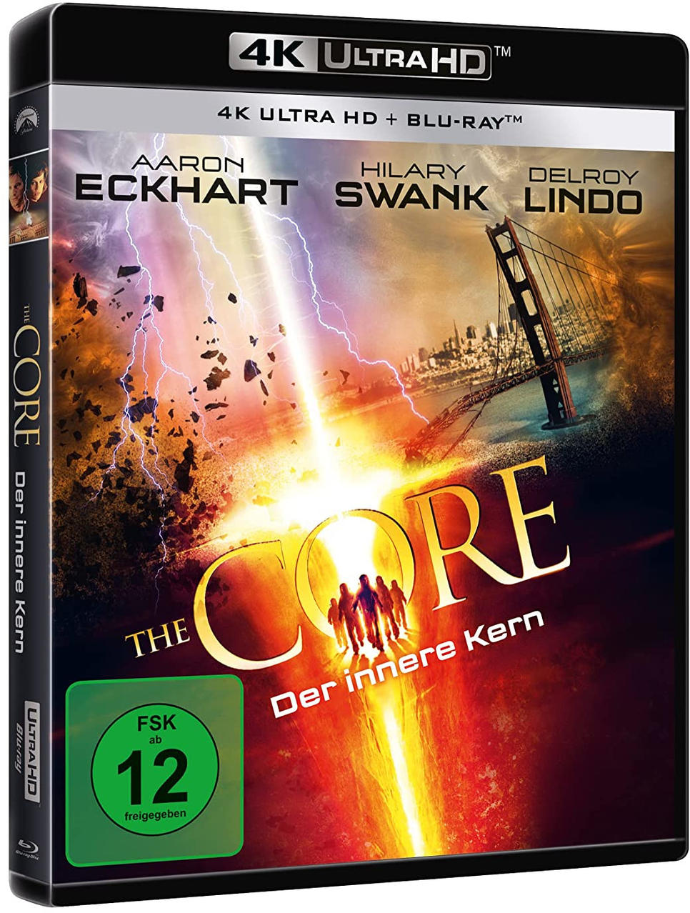 Filmcover für 'The Core' mit Schauspielern und einer Lichtszenen.