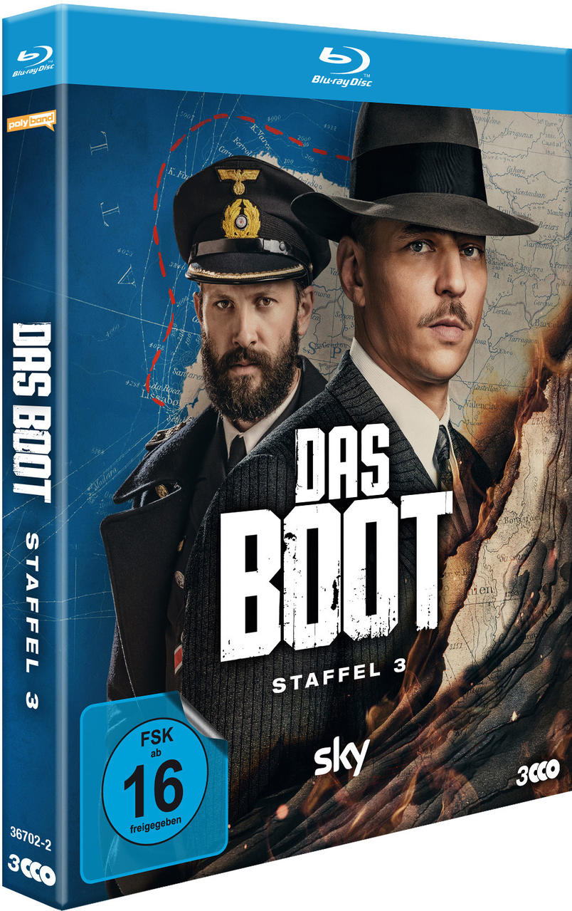 Blu-ray-Box-Art für den Film 'Das Boot' mit zwei Männern.