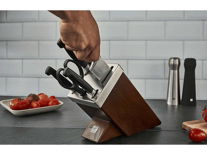 Zwilling J A Henckels Four Star 7 Piece Self Sharpening Ash Brown Knife Block Set