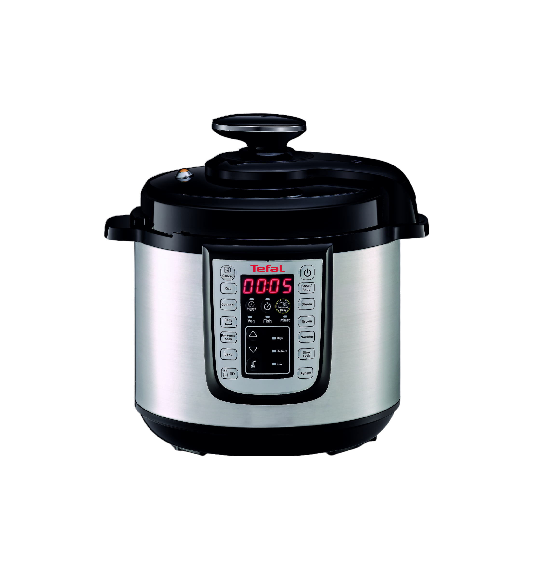 Olla a presión eléctrica - Tefal CY505E All-in-one Multicooker, 1200W, 6 L, 25 programas, Temporizador, Gris