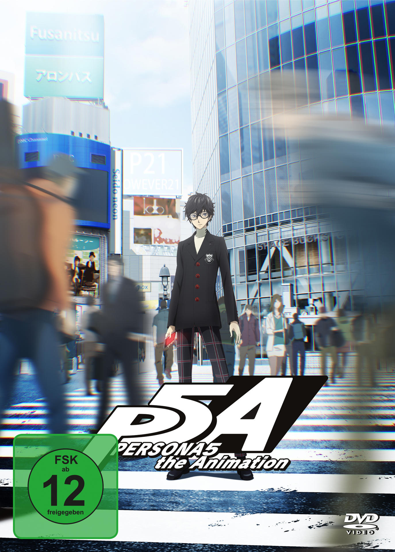 Persona 5: The Animation DVD-Cover. Ein Mann steht auf einer Straße.