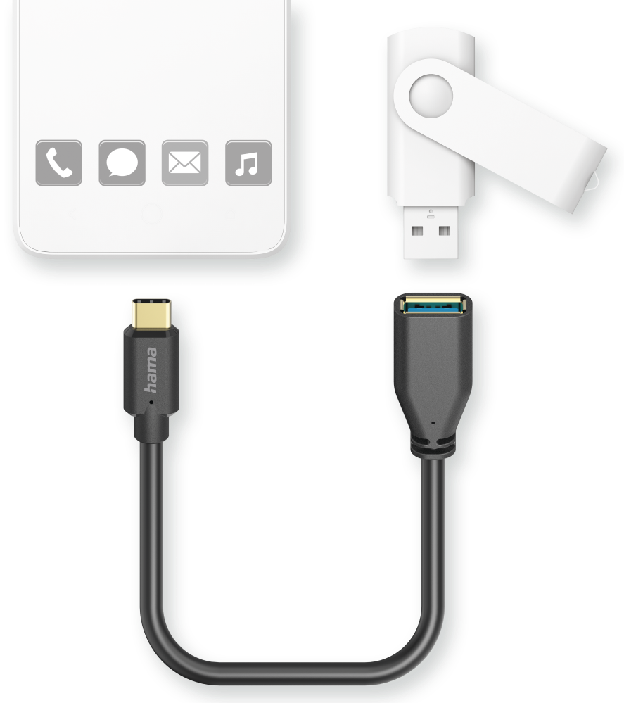 Tartozékok: USB-C kábel, USB-A adapter és egy USB meghajtó.
