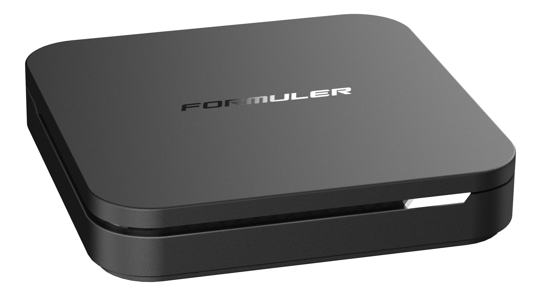 Boîtier TV Formuler noir avec le texte Formuler sur le dessus.
