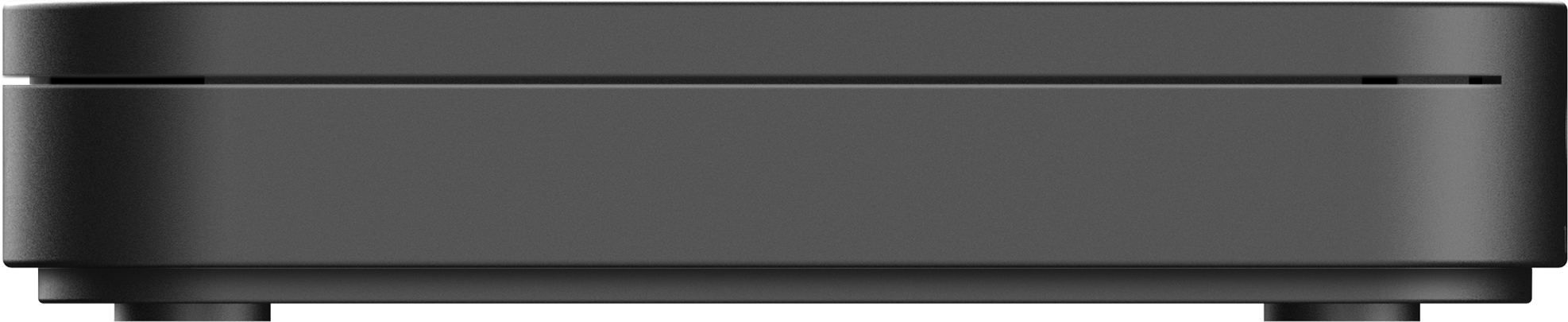 Un appareil électronique noir, rectangulaire, avec des coins arrondis, vu de face.