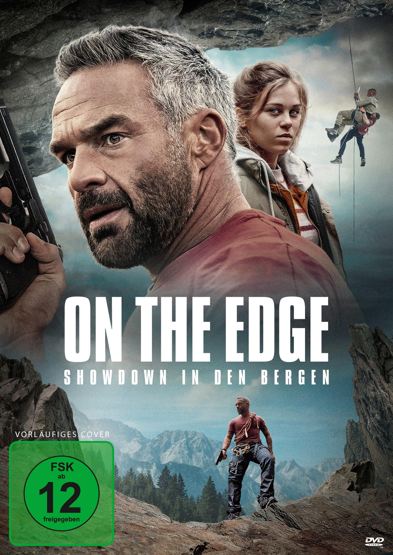 Filmposter für "On The Edge", mit zwei Personen und einer Berglandschaft.