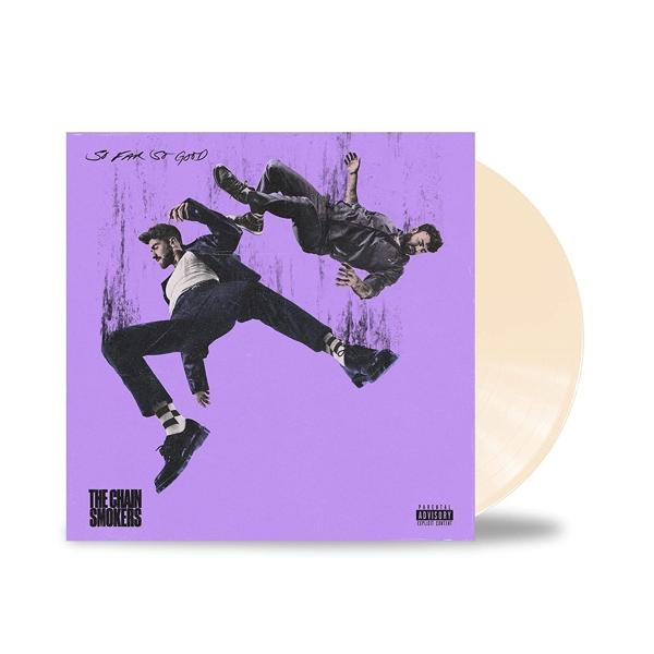 Album borító: The Chainsmokers, So Far So Good, két mozgó figurával.