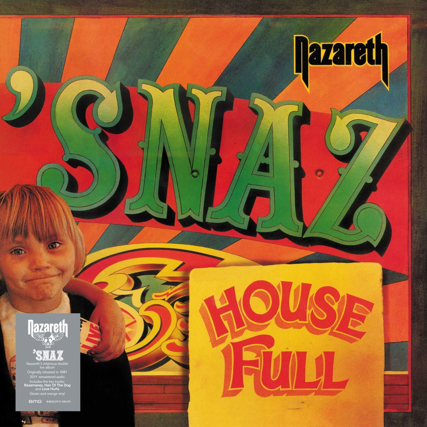 Nazareth album borítója. Egy kíváncsi arckifejezésű gyermek, egy zenekar logója és a "House Full" szavak.