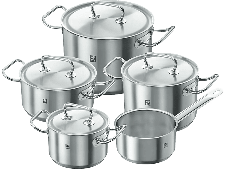 Zwilling Twin Classic Kochtopfset (5 tlg., für alle Herdarten, Silber, 18/10 Edelstahl, edel satiniert)