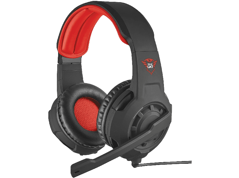 Auriculares gaming - Trust GXT 310, Diadema, Con micrófono, Negro y rojo