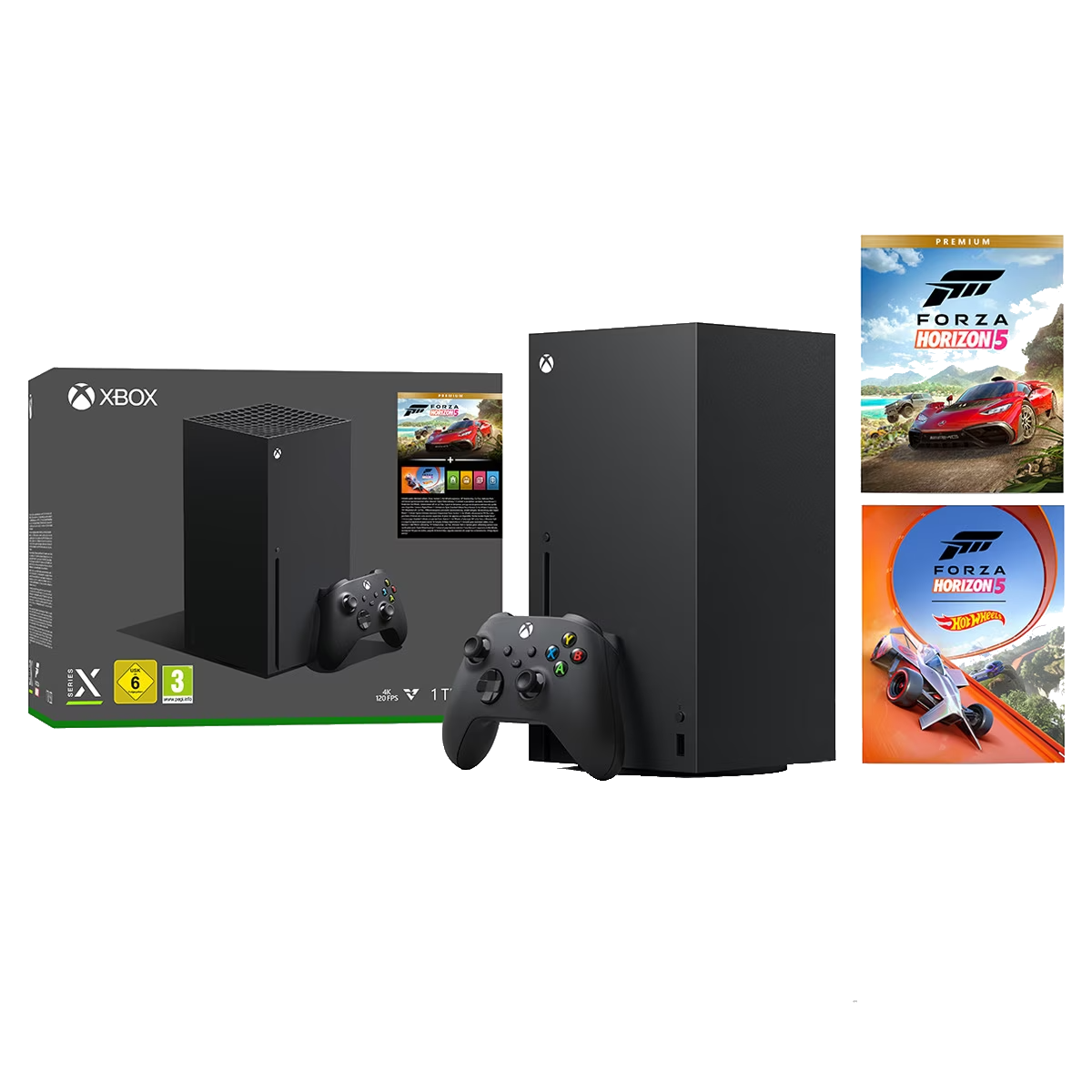 Consola - Microsoft Xbox Series X + Juego Forza Horizon 5 Premium Eldition, 1 TB SSD, Negro