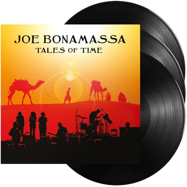 Vinil lemez Joe Bonamassa album borítójával, mögötte még három lemezzel.