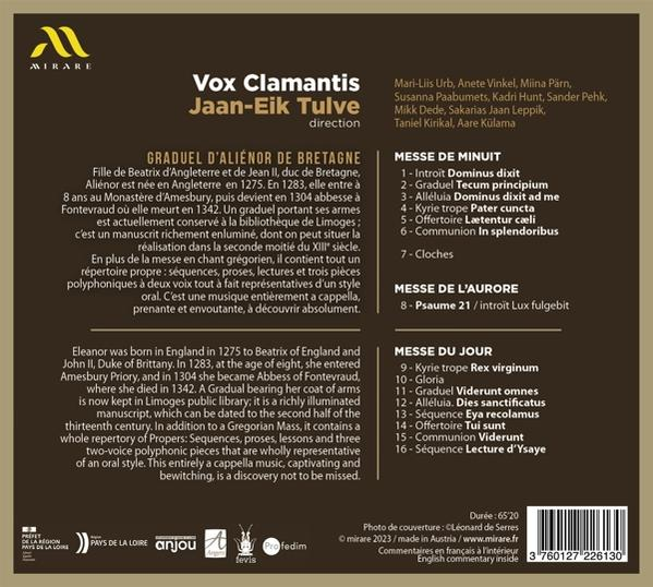 Vox Clamantis - Graduel d'Aliénor de Bretagne  - (CD)