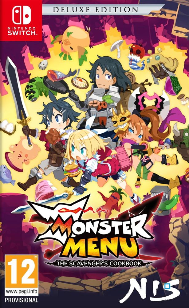 Couverture de jeu vidéo avec des personnages de dessins animés. C'est un jeu appelé Monster Menu.