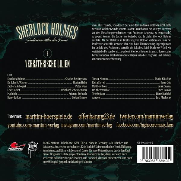 (CD) Holmes-sonderermittler - Lilien Der Sherlock 03-Verräterische Krone - Holmes Sherlock
