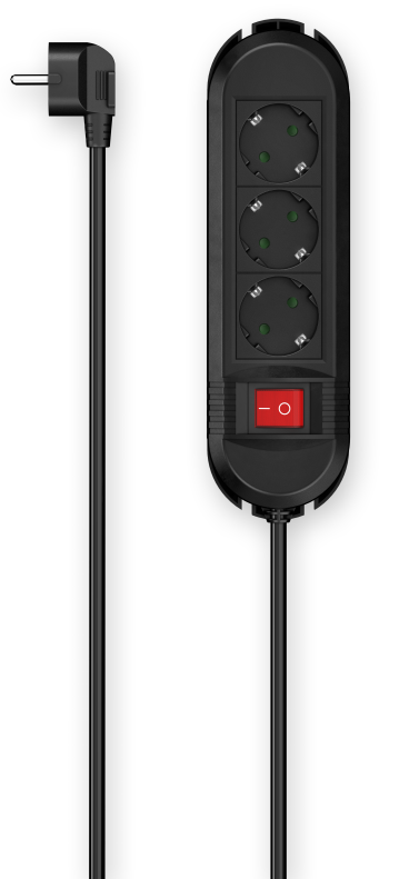 HAMA hálózati elosztó, 3 db aljzat, kapcsoló, 1,5m, fekete (223033)