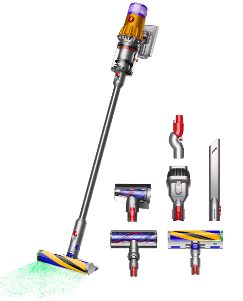 Aspirador escoba - Dyson v12 Detect Slim Absolute, Potencia 150 W, Peso 2.2 kg, 60 min, Pantalla LCD, Inteligente, Inalámbrico, Tecnología Láser