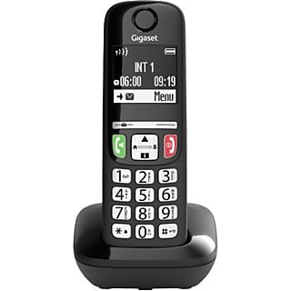Teléfono - Gigaset E270 /Single /B, Inalámbrico, Bloqueo de llamadas, Compatible con ayudas auditivas, Volumen ajustable, Despertador, Negro
