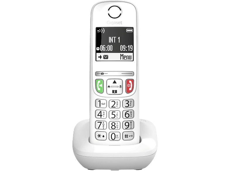 Teléfono  Gigaset E270 /Single /W, Inalámbrico, Bloqueo de llamadas,  Compatible con ayudas auditivas, Volumen ajustable, Despertador, Blanco