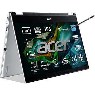 Convertible 2 en 1 - Acer SP114-31N, 14" Full HD, Intel® Celeron® N5100, 4GB RAM, 128GB, UHD, Windows 11 Home S, Silver
