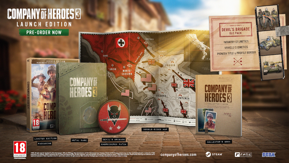 Launch Edition játékcsomag térképpel, gyűjtői könyvvel és egyéb anyagokkal.