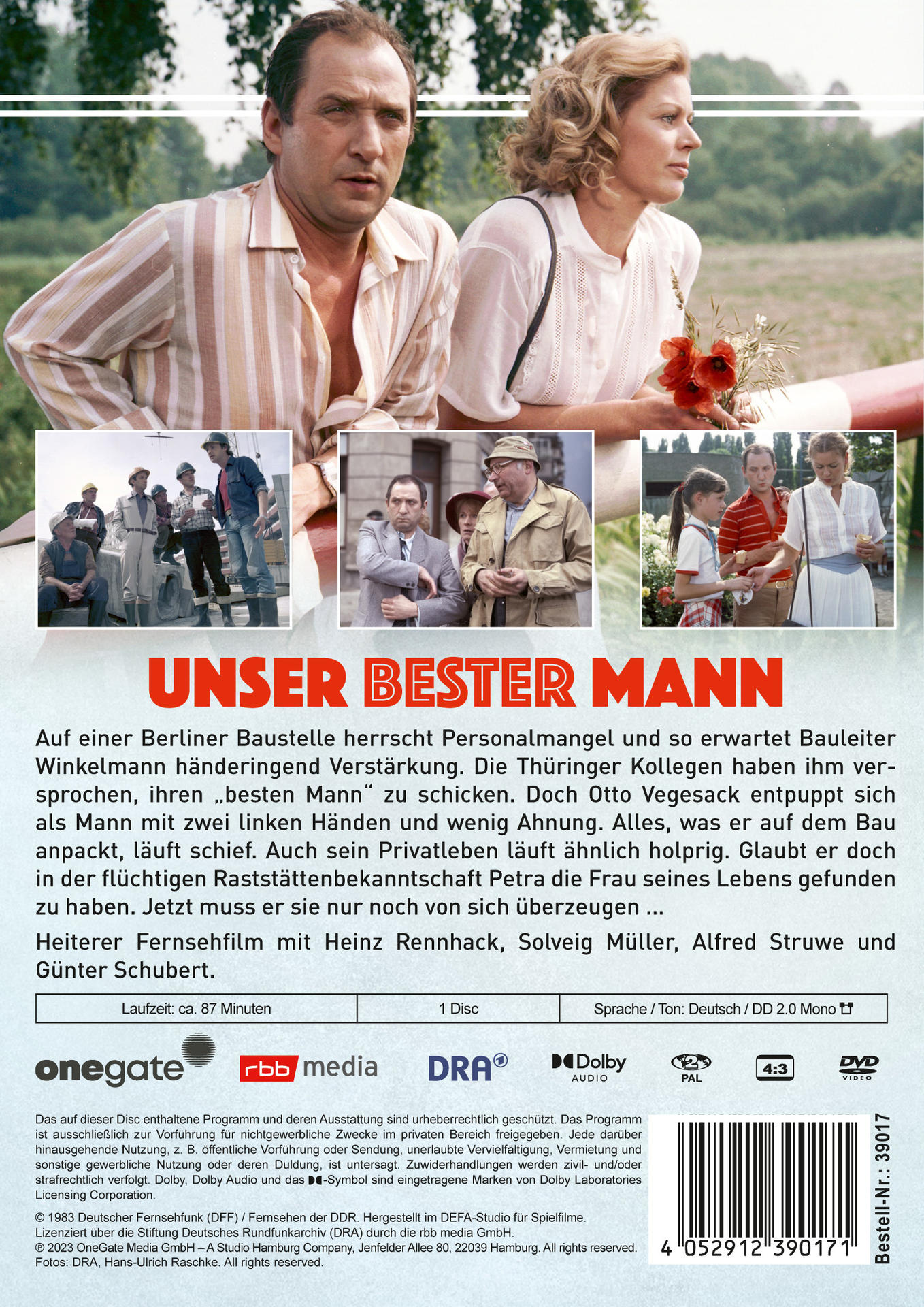 DVD-Cover, ein Mann und eine Frau, Text auf Deutsch: Unser Bester Mann, plus Fotos und Text.