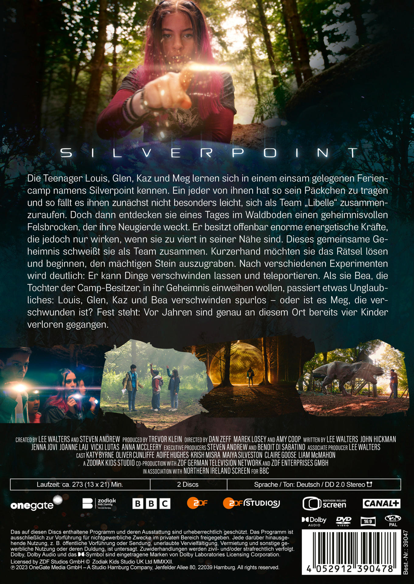 DVD-Cover. Film 'Silverpoint'. Leute schauen. Hintergrund Wald.