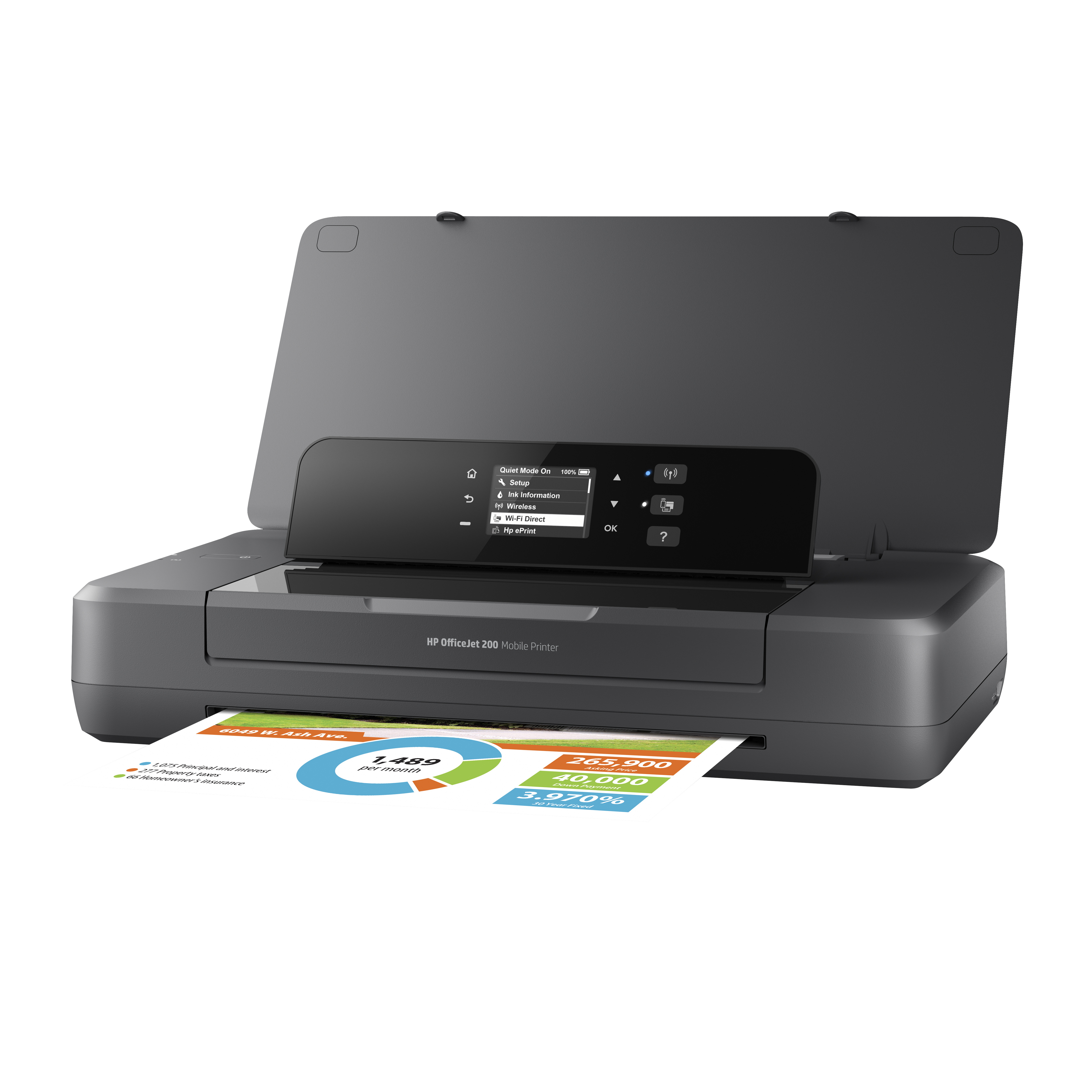 HP-Drucker, der ein Dokument mit Daten darauf druckt.