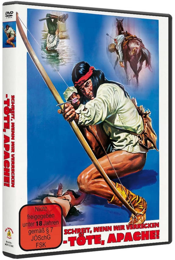 Filmplakat mit einem Mann, der einen Pfeil und Bogen zielt. Titel: Töte Apache.