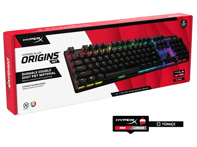 HYPERX Alloy Origins RGB PBT Mekanik Kablolu Oyuncu Klavyesi (TR Layout) Siyah 639N3AA#AB8_3